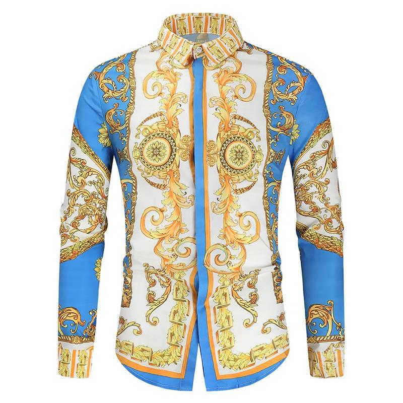 Men's Luxury Baroque Color Block Shirt 39302486TO