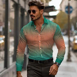 Men's Long Sleeve Gradient Colorblock Shirt 08930511X