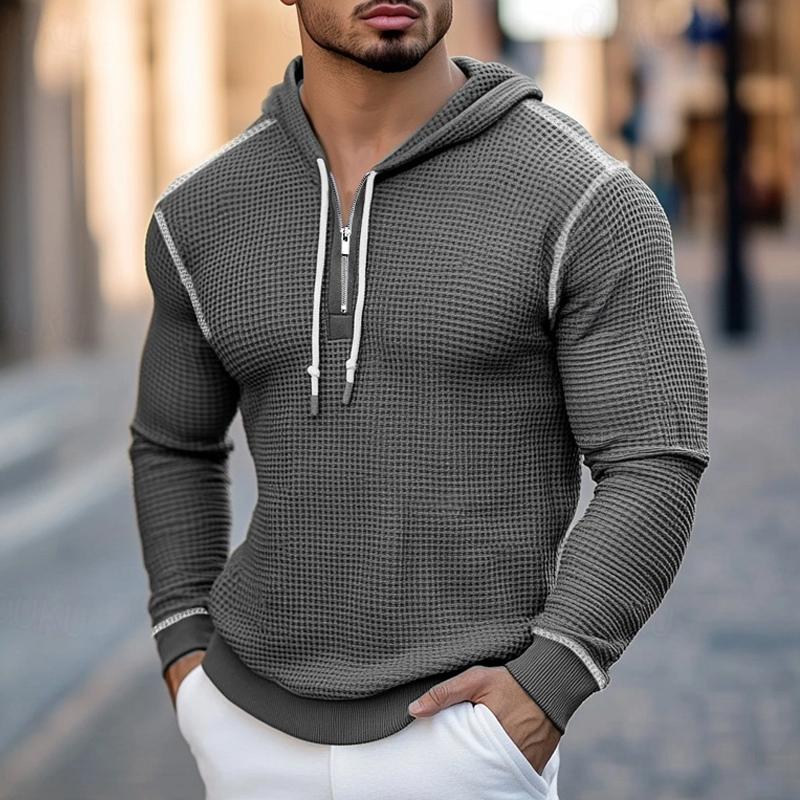 Men's Waffle Casual Zip-Up Hoodie 83890929X