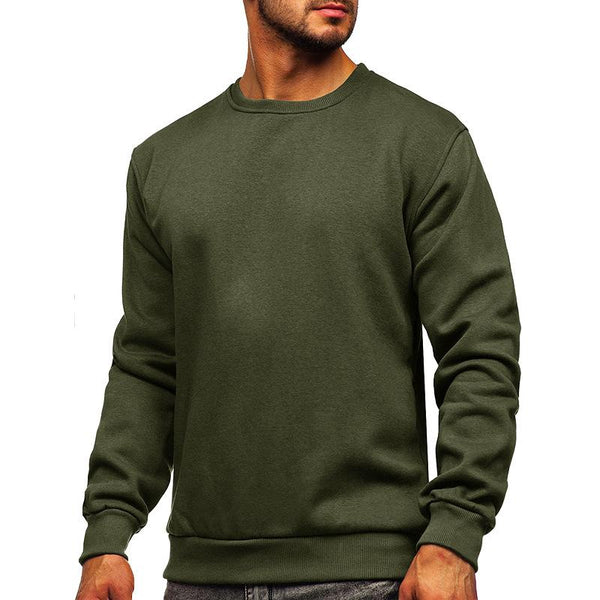 Men's Casual Solid Color Long Sleeve Loose Round Neck Sweatshirt 35918955Y