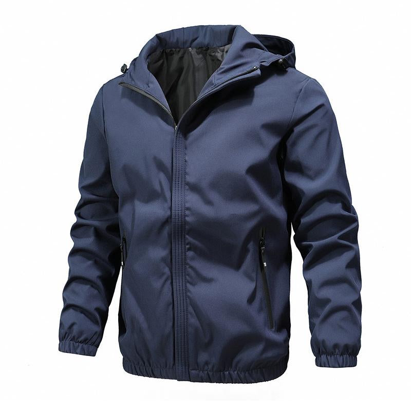 Men's Solid Casual Hooded Zip-Up Jacket 96804493X