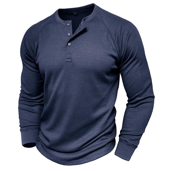 Men's Casual Solid Color Henley Collar Raglan Sleeve T-Shirt 17616106Y
