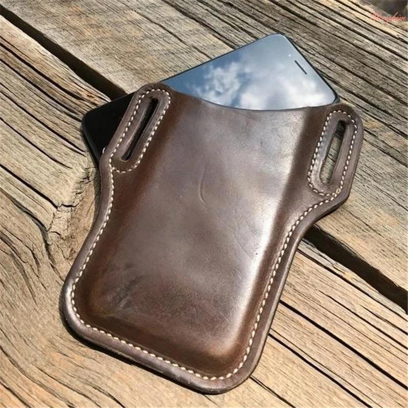 Men's Vintage Outdoor Genuine Leather Mobile Phone Waist Bag  55476577K