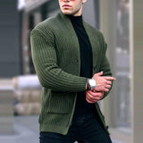 Men's Casual Slim Button Long Sleeve Solid Color Knit Cardigan 37468341M