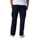 Men's Casual Solid Color Drawstring Cargo Multi-Pocket Trousers 87211030Y