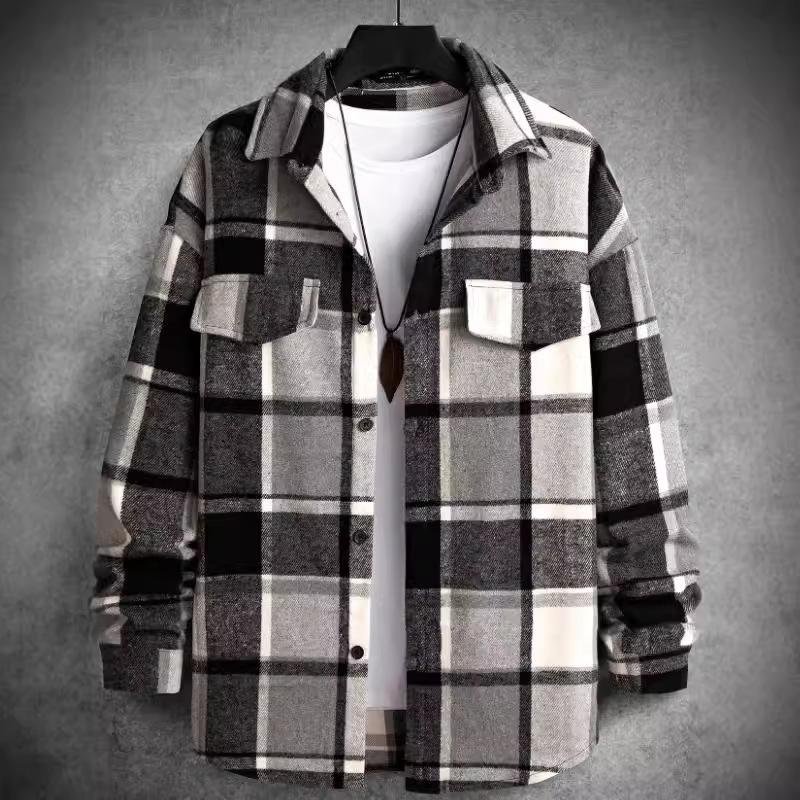 Men's Slim Fit Brushed Plaid Long Sleeve Shirt 79287686U