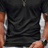 Men's V-neck Solid Color Cotton Short-sleeved T-shirt 49213189X