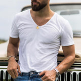 Men's Cotton Blend V-Neck Short Sleeve T-Shirt 86782501X