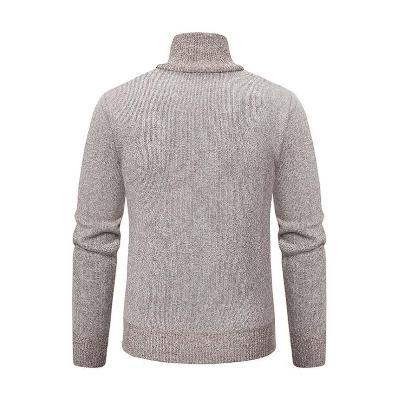 Men's Classic Casual Colorblock Thickened Zipper Stand Collar Pullover Sweater 80824003K