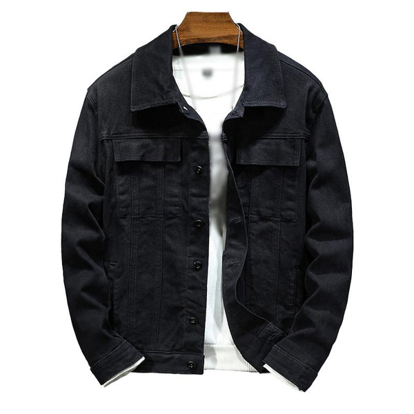 Men's Casual Solid Color Lapel Single Breasted Slim Fit Denim Jacket 53148900M