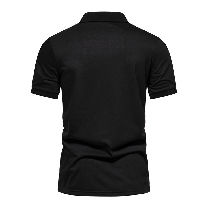 Men's Casual Contrast Color Striped Lapel Short Sleeve Polo Shirt 72963884M