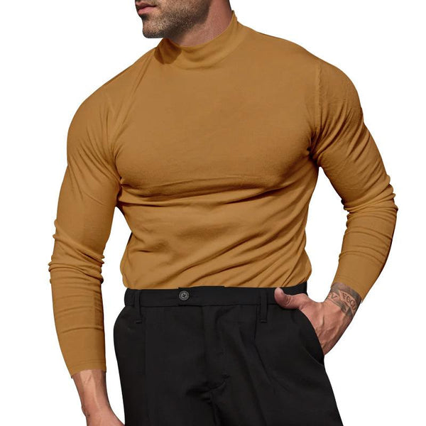 Men's Solid Color Short High Collar Long Sleeve Slim T-shirt 18431327Z