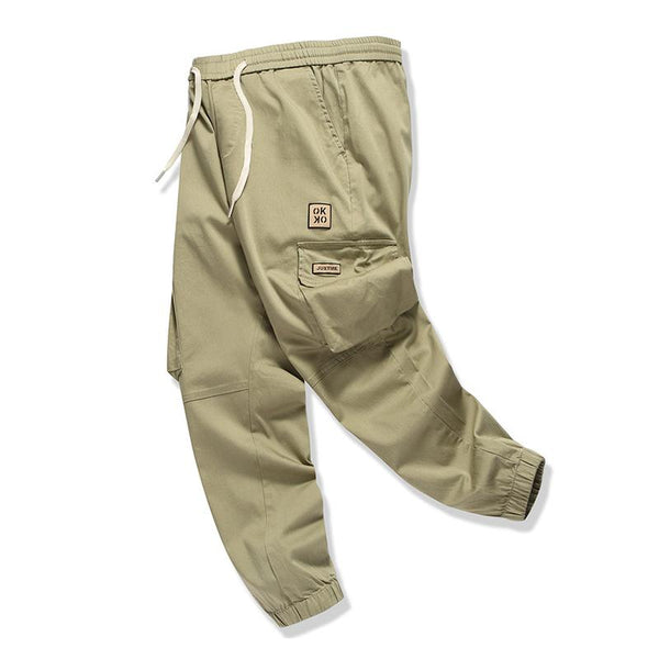 Men's Casual Sports Solid Color Multi-pocket Elastic Waist Cargo Pants 10272066M