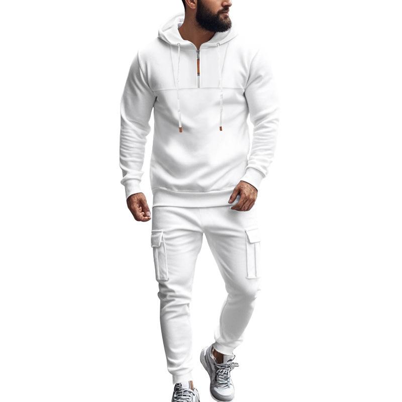 Men's Loose Sports Hooded Sweatshirt and Pants Set 40057919Y