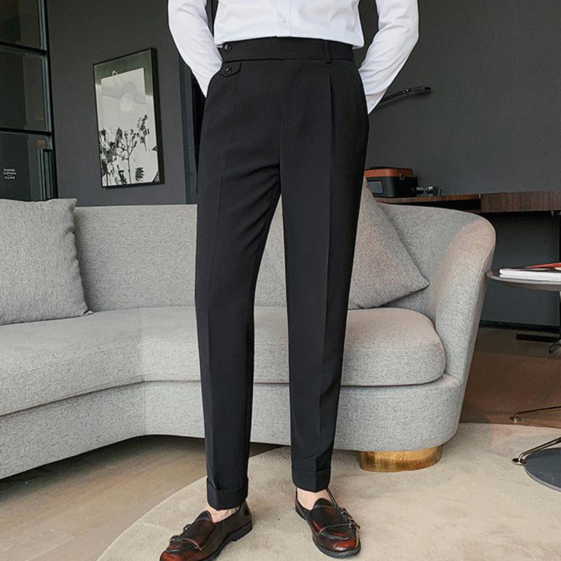 Men's British Style High Waist Straight Suit Pants 00533447M