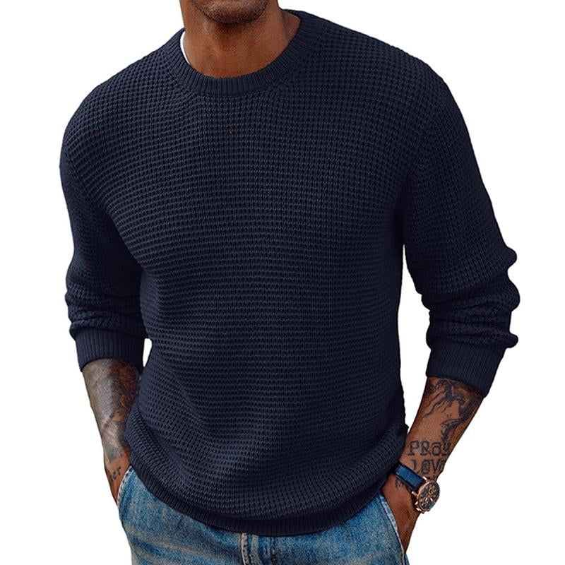 Men's Solid Color Round Neck Pullover Knitted Sweater 54564664X