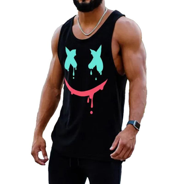 Men's Casual Sports Funny Face Print Tank Top 67648985Y