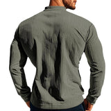 Men's Corduroy Henley Collar Slim Fit Long Sleeve T-Shirt 36018510Y