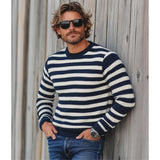 Men's Striped Knit Crew Neck Slim Fit Sweater 14349252Y