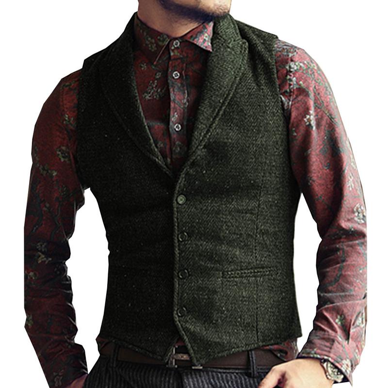 Men's Herringbone Vintage Suit Lapel Vest 41692668X – Manlytshirt