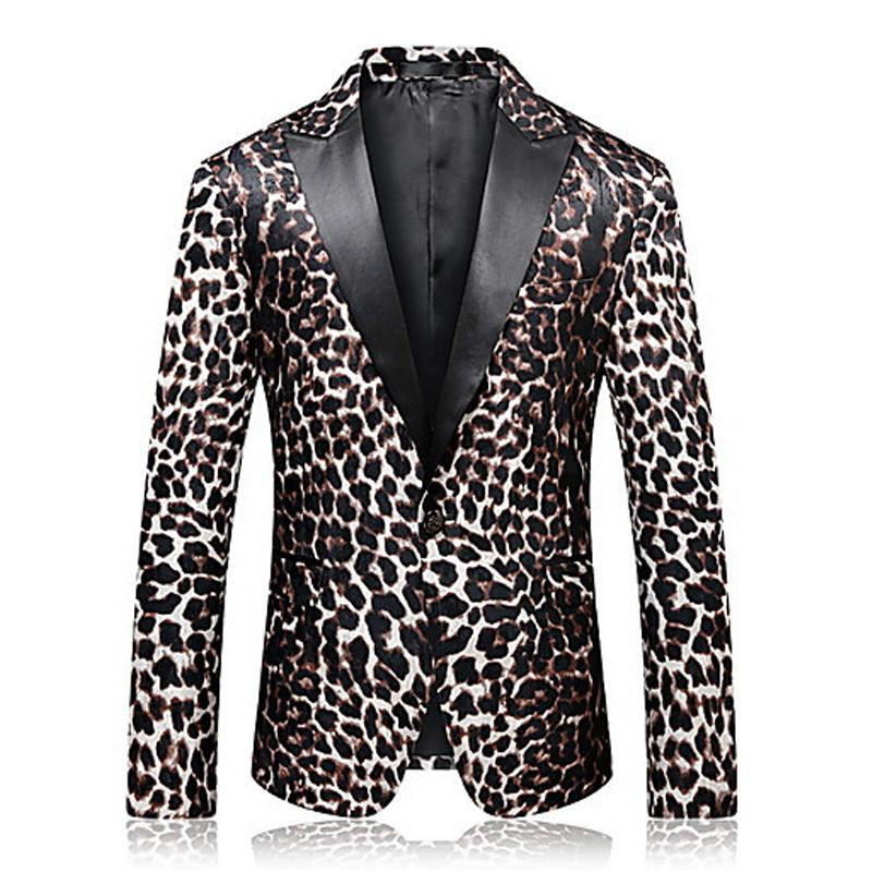 Men's Leopard Print Single Button Blazer 98661062X