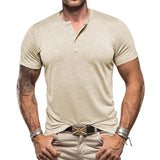 Men's Casual Henley Collar Short Sleeve T-Shirt 76662406Y