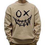 Men's Casual Round Neck Funny Smiley Print Long Sleeve Pullover Sweater 54982270M