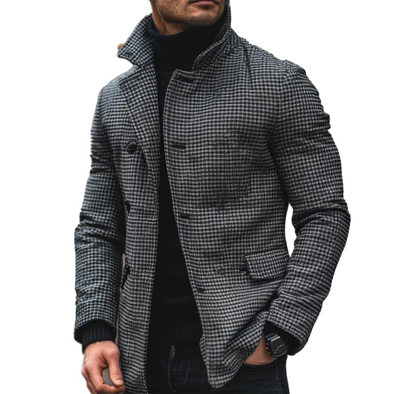 Men's Vintage Houndstooth Lapel Jacket 78756459X