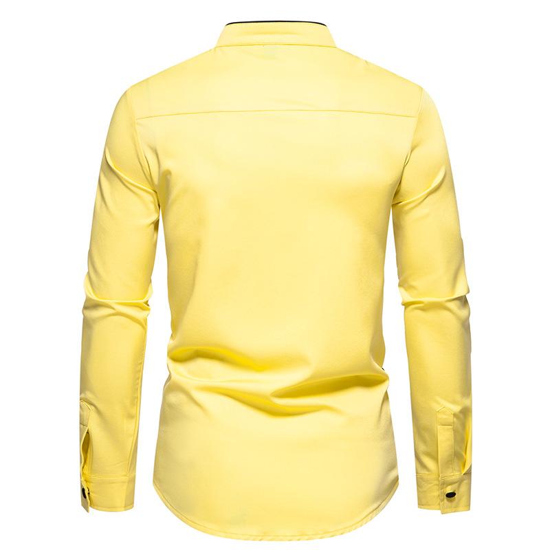 Men's Casual Henley Collar Color Block Long Sleeve Shirt 48534072Y
