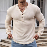 Men's Retro Casual Henley Long Sleeve T-Shirt 71541202TO