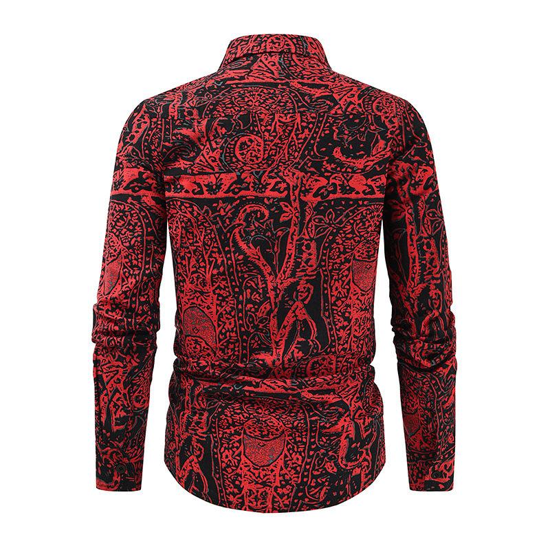 Mens Vintage Paisley Print Long Sleeve Shirt 94540252Y