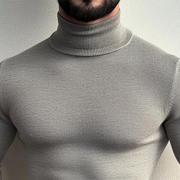 Men's Solid Color Turtleneck Knitted Sweater 34855802X