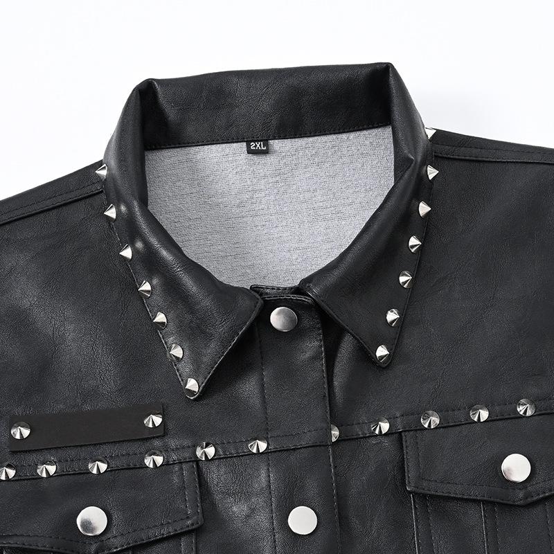 Men's Punk Rivet Lapel Motorcycle Vest 86150652U