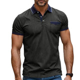 Men's Short Sleeve Stretch Denim Polo Shirt 66155478X