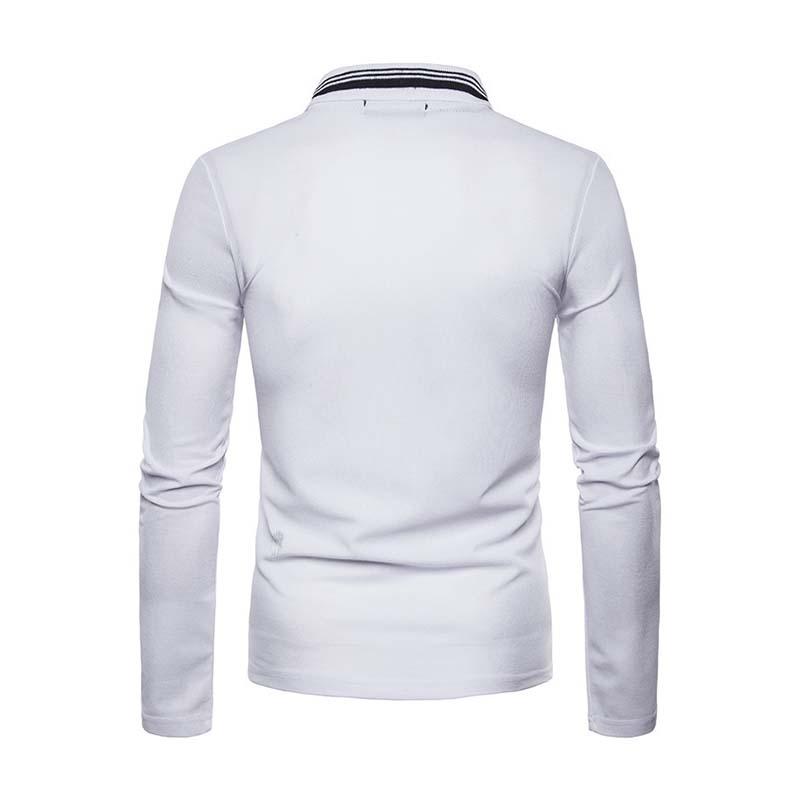 Men's Casual Simple Slim Fit V-neck Long-sleeved Polo Shirt 22464293K