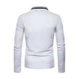 Men's Casual Simple Slim Fit V-neck Long-sleeved Polo Shirt 22464293K