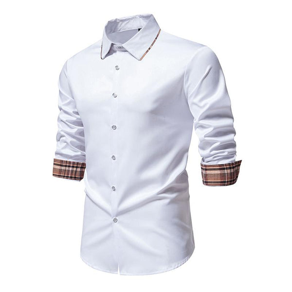 Men's Solid Color Fashion Long Sleeve Lapel Shirt 41286941X
