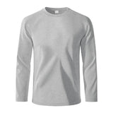 Men's Solid Color Waffle Round Neck Long Sleeve Casual T-shirt 14314739Z