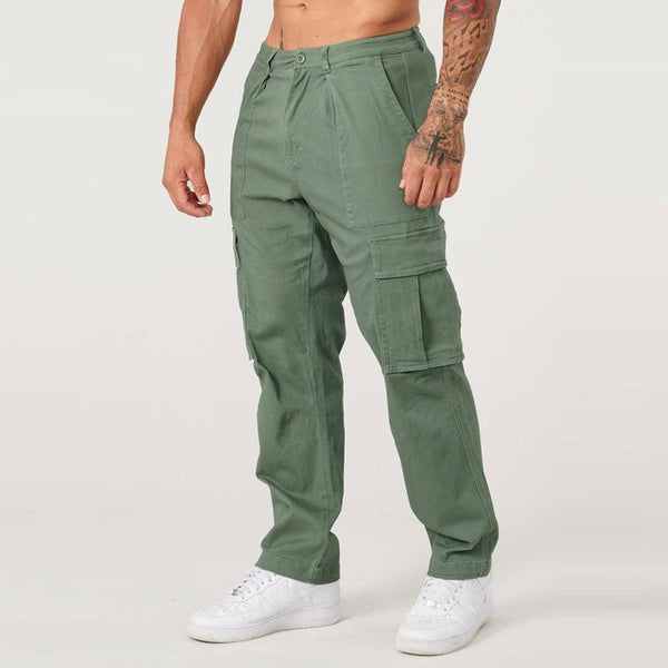 Men's Casual Solid Color Multi-Pocket Cargo Pants 39111426Y