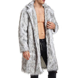 Men's Vintage Faux Fur Mid-Length Lapel Coat 44152985M