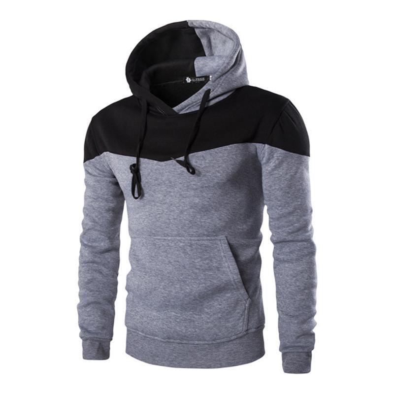 Men's Casual Contrast Color Patchwork Long-Sleeved Sports Hoodie 59515840M