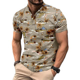 Men's Palm Hawaiian Print Button Down Short Sleeve T-Shirt 88497448X