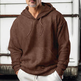 Men'S Solid Color Corduroy Kangaroo Pocket Hooded Sweatshirt 49877933Y