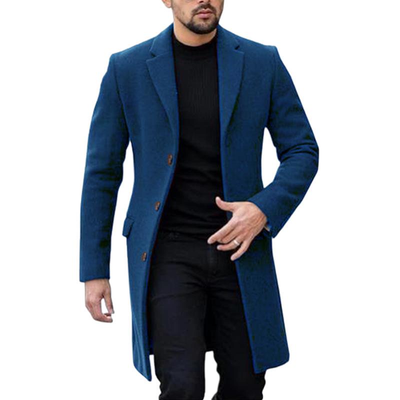 Men's Solid Color Single-breasted Mid-length Coat 42332466X