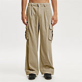 Men's Solid Color Corduroy Multi-pocket Cargo Pants 25400534Z