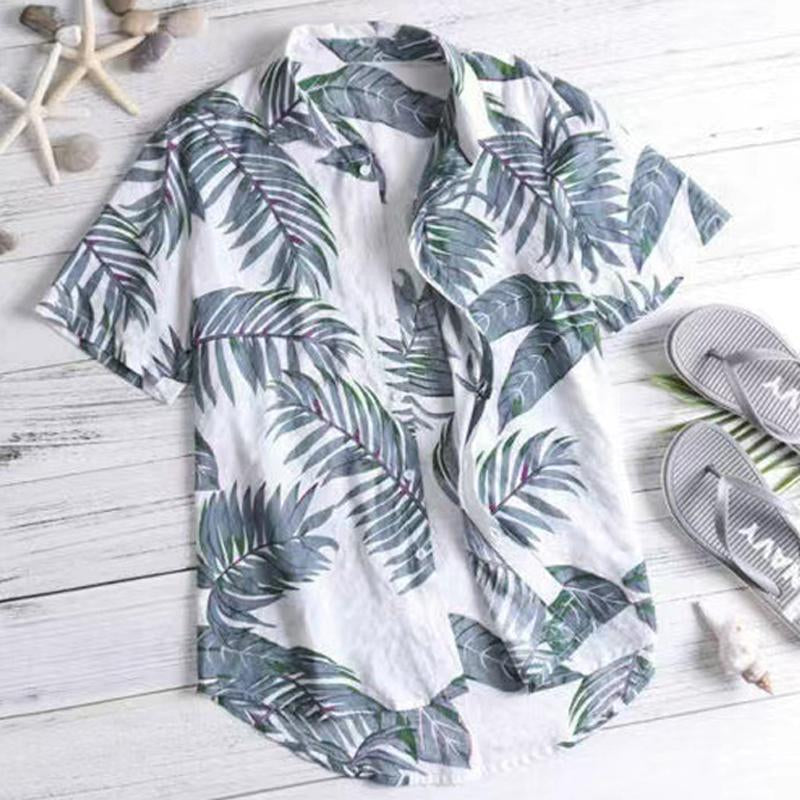 Men's Hawaiian Vacation Print Lapel Short Sleeve Shirt 09263502X