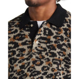 Men's Vintage Leopard Button Lapel Long Sleeve Sweater 25412080Y