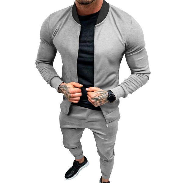 Men's Casual Sports Zipper Long Sleeve Jacket Sweatpants Set 96222228M