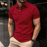 Men's Casual Solid Color Short Sleeved Polo Shirt 12619313Y