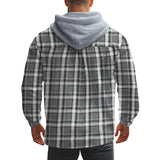 Men's Casual Plaid Hooded Flannel Multi-Pocket Shirt Jacket 69038680X